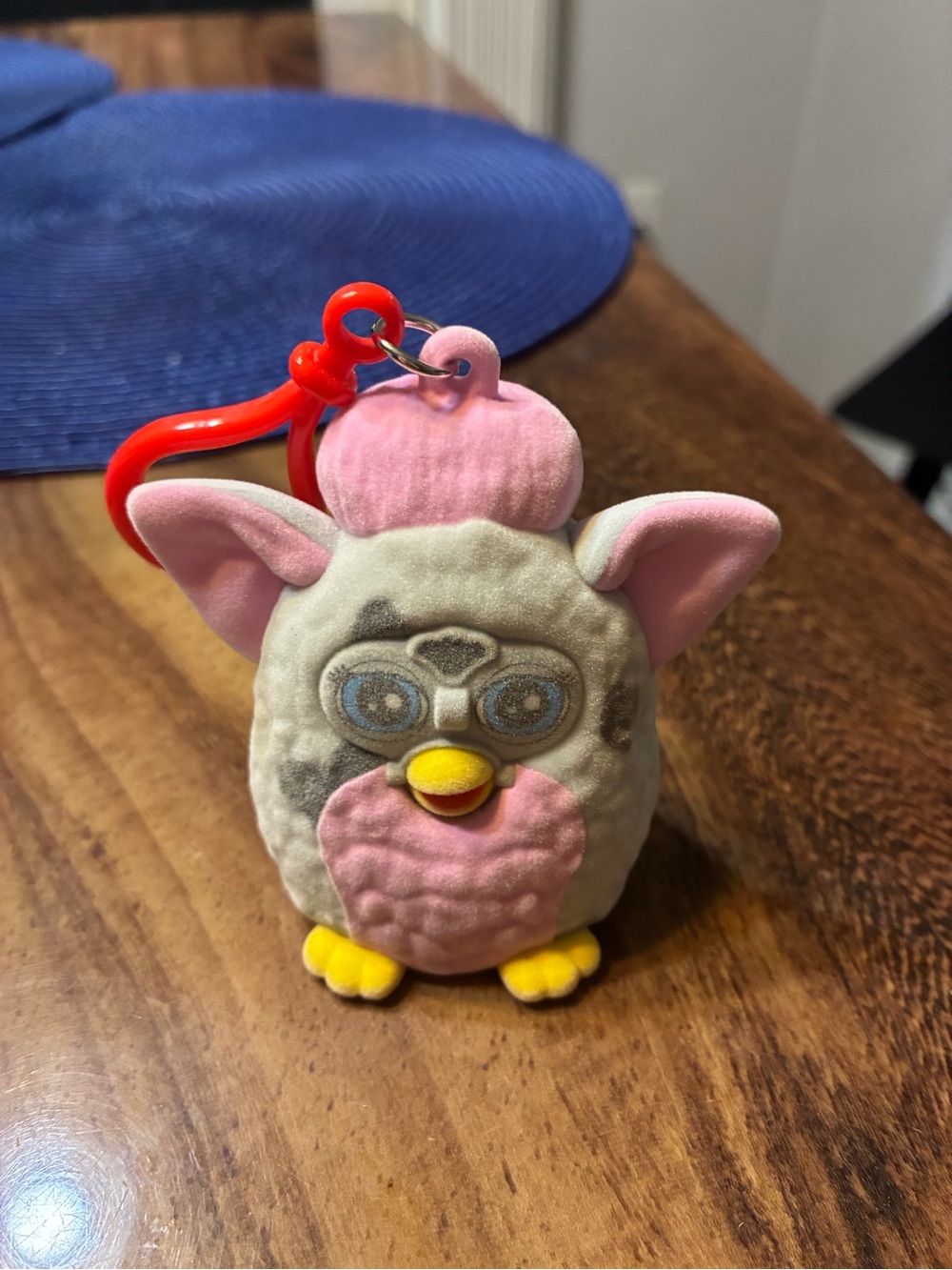 Pink & Gray Plush Furby Keychain collectible